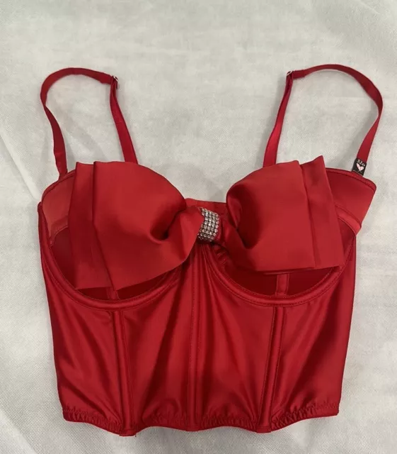 VICTORIAS SECRET DREAM ANGELS SATIN BOW BRA  32D Red