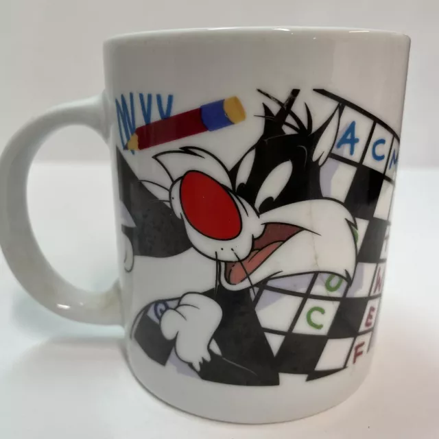 Vintage Mug Sylvester Crossword Puzzle Warner Brothers Coffee Looney Tunes 1997