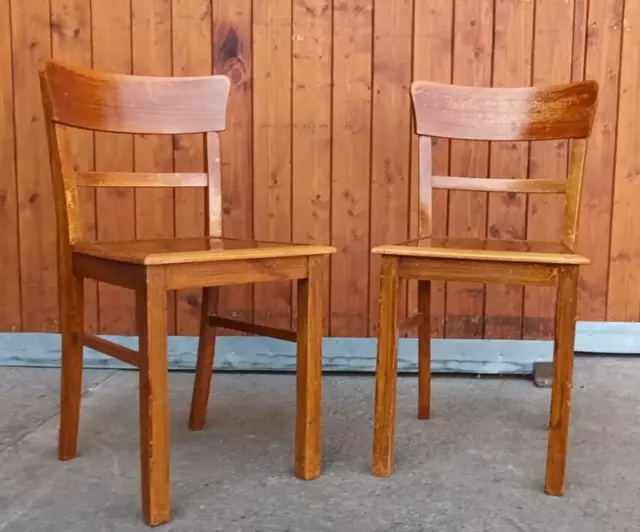 50er Vintage Dining Room Chair Frankfurt Kitchen Chair Kneipenstuhl Wood 1/7
