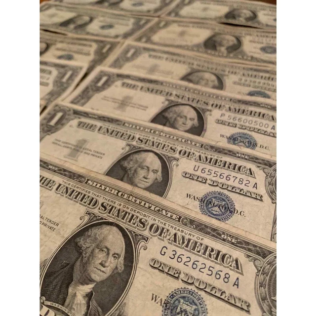 15X Vintage $1 Silver Certificates 1935 1957 Blue Seal - Circulated