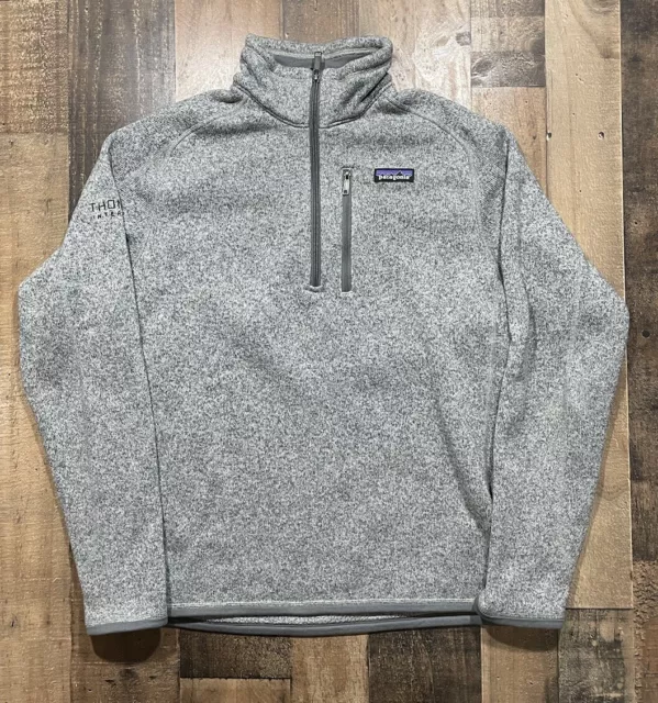 Patagonia Better Sweater Heather Gray 1/4 Zip Fleece Pullover Company Logo Sz M