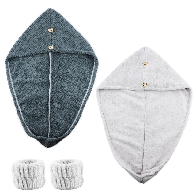 3 Turbans Microfibre Cheveux - 63x25cm | Séchage Rapide | Réduit Frisottis | Pour Femmes/Enfants | Couleurs Assorties