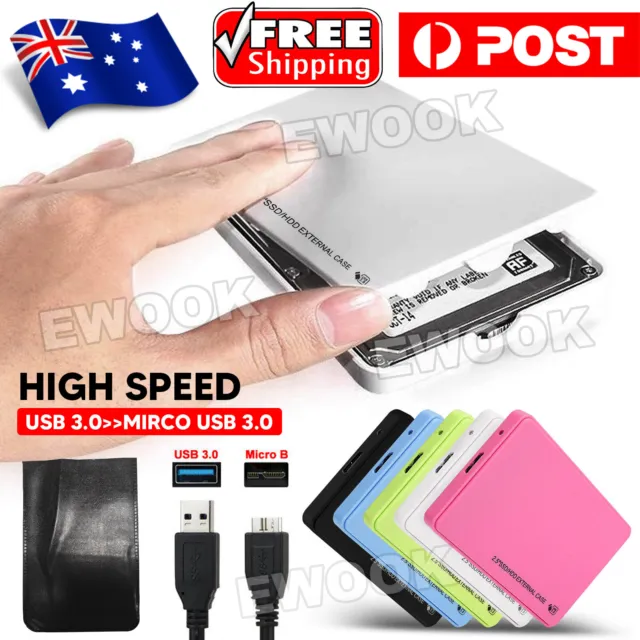 USB 3.0 Hard Drive 2.5" SATA HDD SSD External Slim Enclosure Case