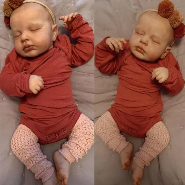 Painted Reborn Baby Dolls Handmade Soft Silicone Sleeping Newborn Girl Xmas Gift