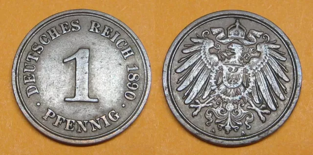 Kaiserreich : 1 Pfennig 1890 A