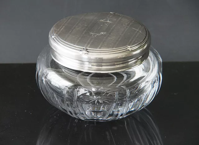 Webster Antique Sterling Silver Cut Glass Dresser Jar Trinket Box