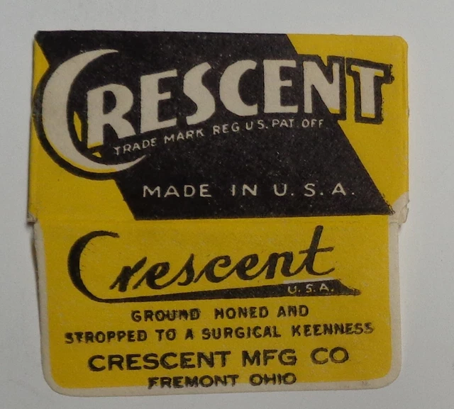 Vintage Razor Blade CRESCENT AUTOSTROP Yellow One Wrapped Blade