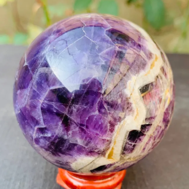 313g Natural Dream Amethyst Reiki Healing quartz sphere ball crystal stone