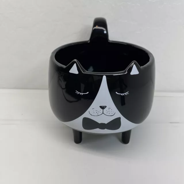 Arlington Design Black White Kitty Cat Tuxedo With Legs Coffee Cup Mug Bowtie