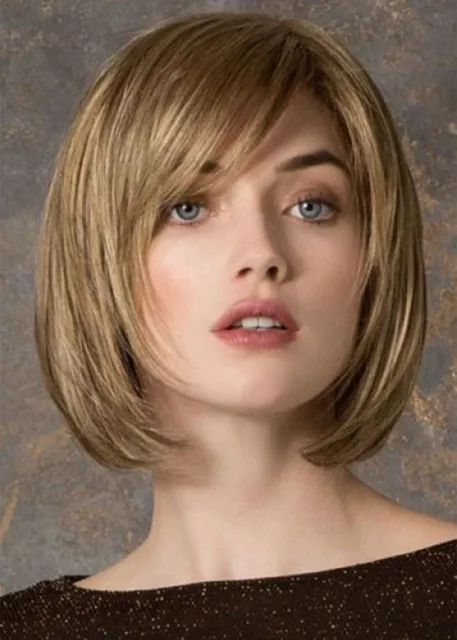 Blond Brown Short Hairstyles Women's Natural Straight 100% Human Hair Wig 10Inch