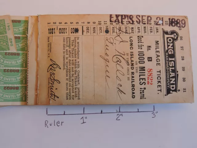 ORIG 1889 LIRR Long Island Rail Road Quogue 1000-mile Ticket Book New York