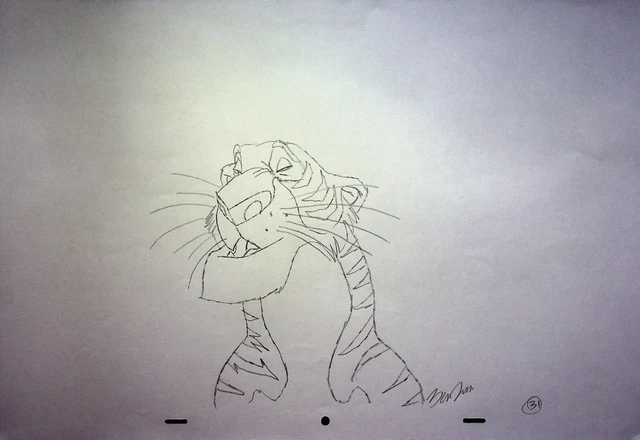 BEN RUSH  SIGNED Hand Drawn Character Shere Khan JUNGLE BOOK 1967 Pencil Art