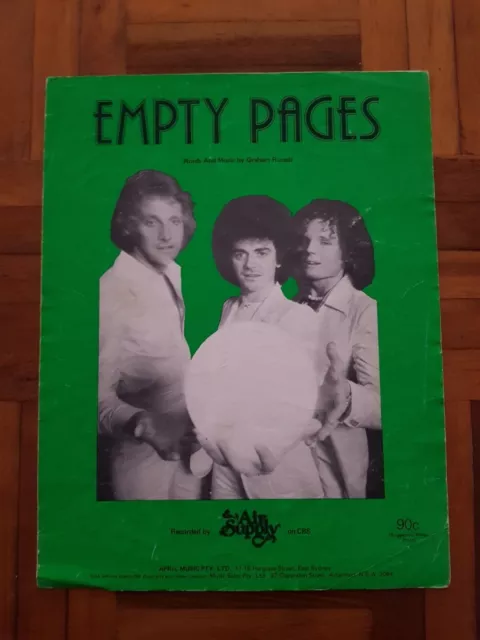 RARE OZ ONLY 1977 SHEET MUSIC - EMPTY PAGES by AIR SUPPLY