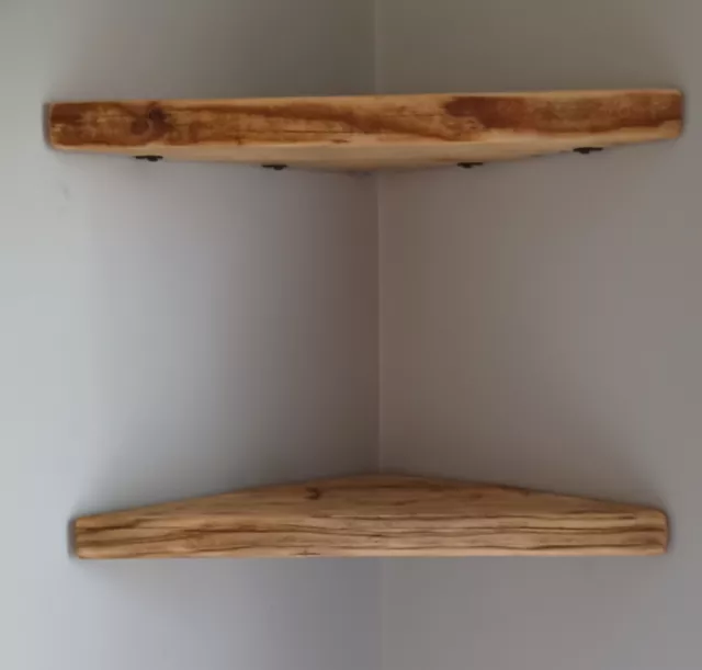 Large Reclaimed Rustic Scaffold Corner Wooden Floating Shelves 