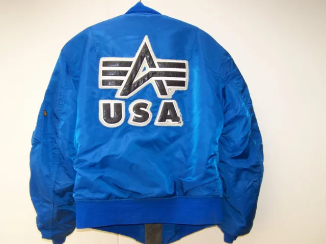 Rare Alpha Giacca Bomber USA Piccolo Blu Ma 1 Di 1996 Originale Giacca S