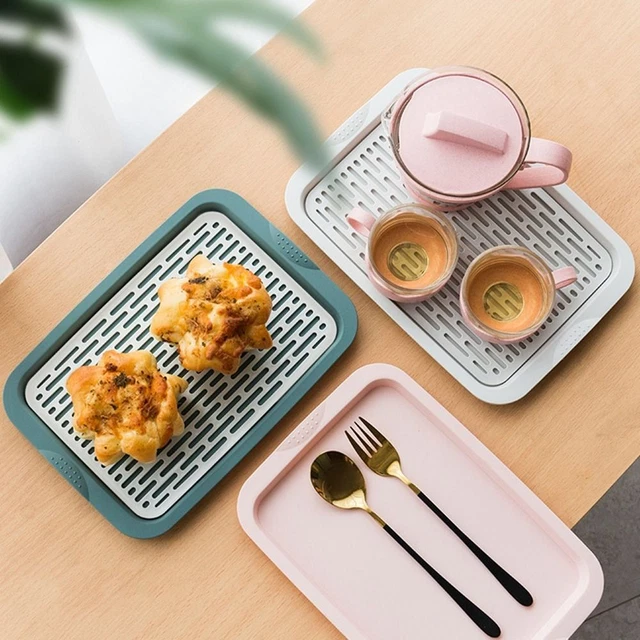 Plastic Double Layer Drain Tray Portable Dessert Display Tray  Restaurant