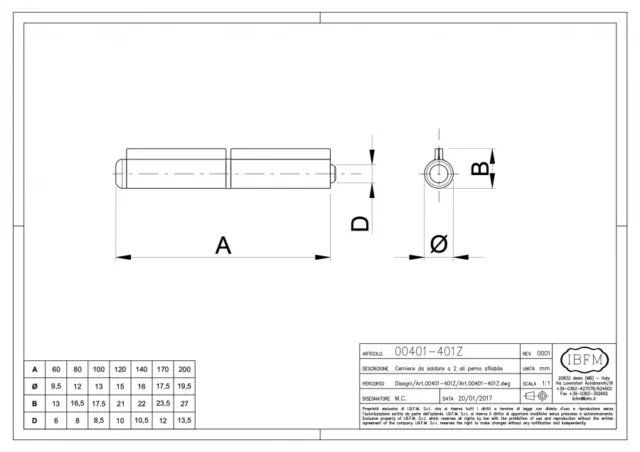 Cremallera De Soldar A 2 Alas Pin Sfilab. para Puertas de Hierro - IBFM 401 2