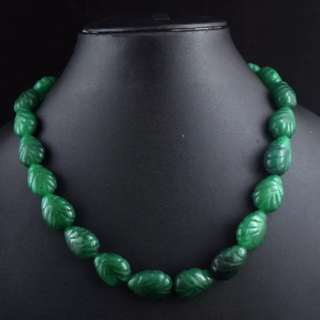 Single Strand 452. Cts Amazing Cut Emerald Beaded Necklace Jewelry  VK 18 E551