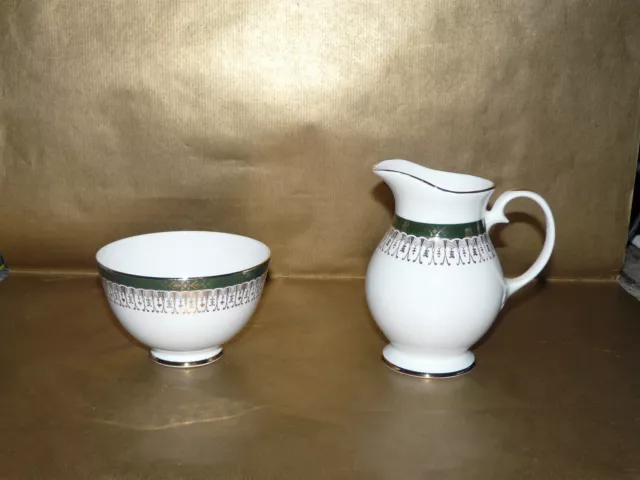 royal grafton majestic green milk jug & open sugar bowl set