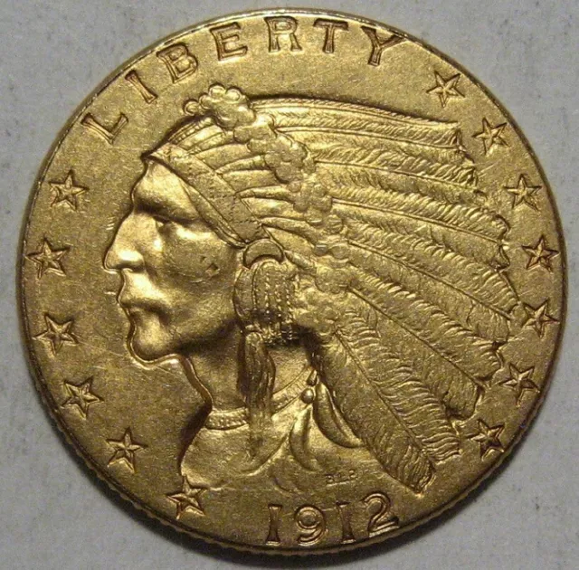 = 1912 AU/BU $2.50 Indian Gold Piece, FREE Shipping 2