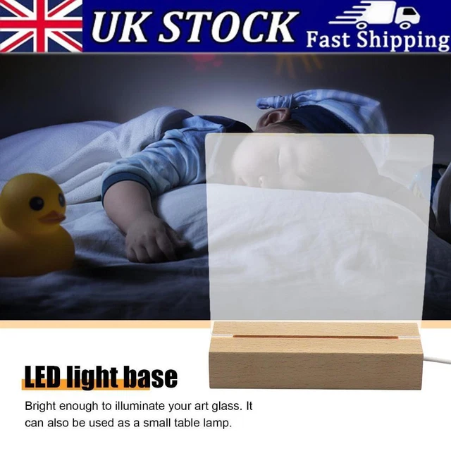 LED WOOD DISPLAY Base3D Rectangle USB Crystal Wooden Lighted Base