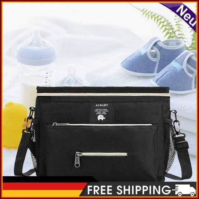 Bolso Cochecito Bebé UKETO, Multicapa, Con Cremallera, Negro