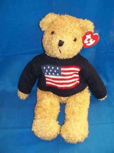 Teddy Bear Plush Ty American Flag Sweater Curly Hair Stuffed Animal Be– At  Grandma's Table