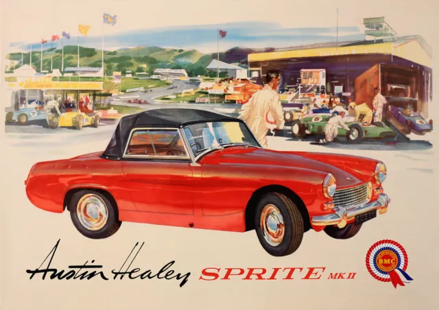 Austin Healey Sprite MKII - BMC - Old, Vintage  car poster repro