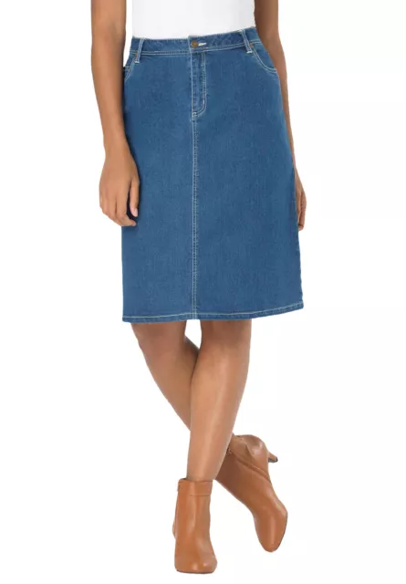 Jessica London Women's Plus Size True Fit A-line Denim Short Mini Skirt