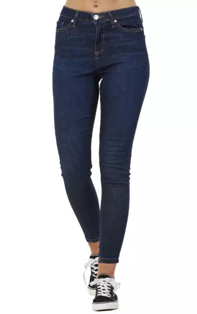 Ladies High Waist Stretch Womens Blue Denim Super Skinny Jeans