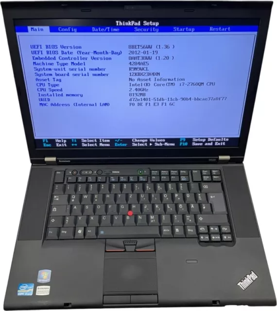 Lenovo ThinkPad W520 TP00002B i7-2760QM 8GB RAM ohne Festplatte Laptop #2