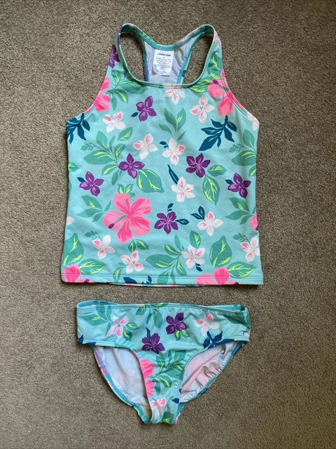 Girls Lands End Size 10 Two Piece Tankini Swim Suit EUC