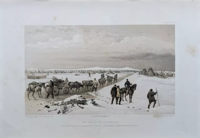 1855 Crimée Imprimé The Camp De 1st Division Hauteurs Inkermann En Distance