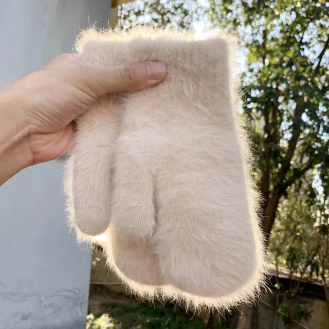 Gants En Fourrure De Lapin Mignons Pour Femmes Mitaines D'hiver Pour Femmes R