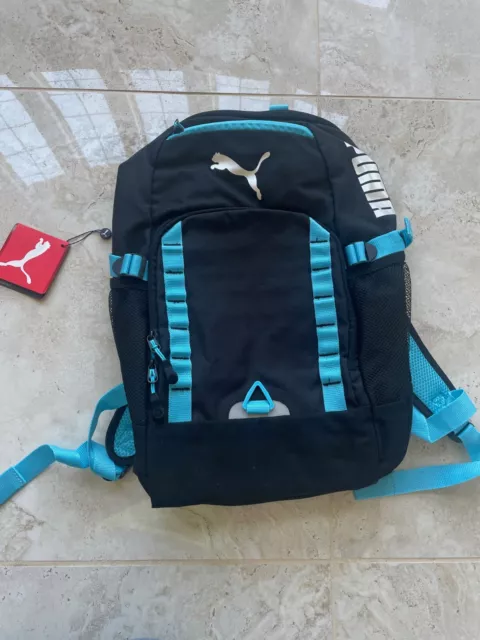 Puma Fraction Backpack 19"x12"x7" Black and Blue with Laptop Pocket NWT