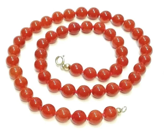 SPLENDIDA COLLANA COLLIER A CATENA CON CORNIOLA ROSSA 45 cm