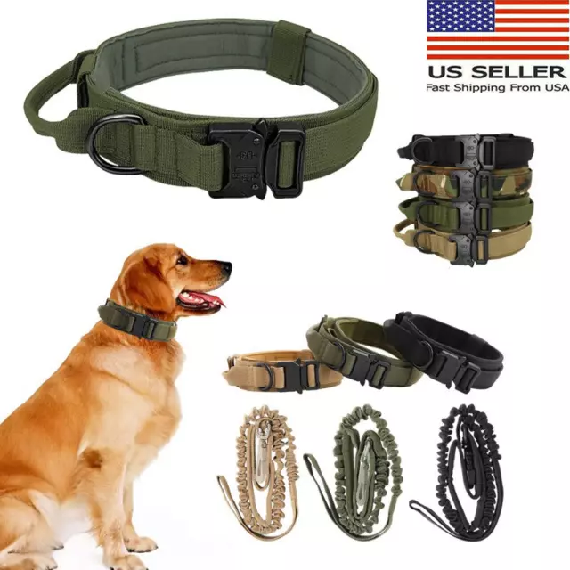 Tactical Dog Collar Heavy Duty Nylon Military Metal Buckle Adjustable Handle New