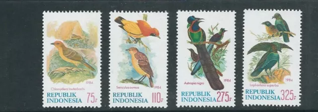 Indonesia 1984 Pájaro Tópico Philakorea 84 (Scott 1242-45) VF MNH