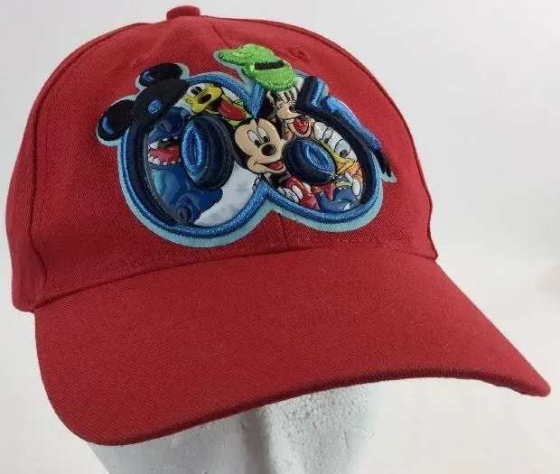 BALL CAP Youth Adjustable Red WALT DISNEY WORLD Mickey Goofy Donald Duck