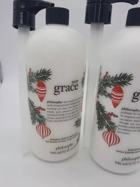 2X Philosophy Pure Grace Shower Gel & Body Lotion 32 Oz 946 ml Holiday Edition 3