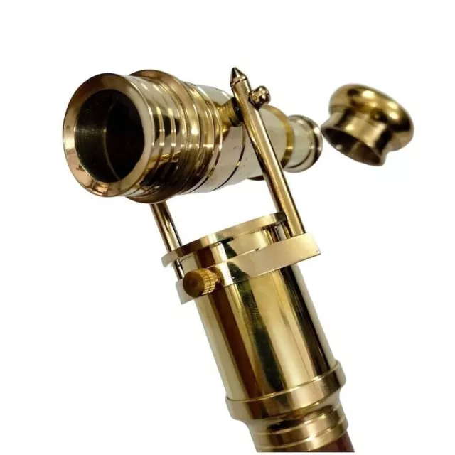 Brass Telescope Handle Gentleman''s Hardwood Cane Walking Stick, Steampunk Theme