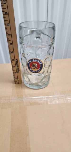 German Stein PAULANER MUNCHEN 1 Liter Dimpled Munich Beer Glass Mug