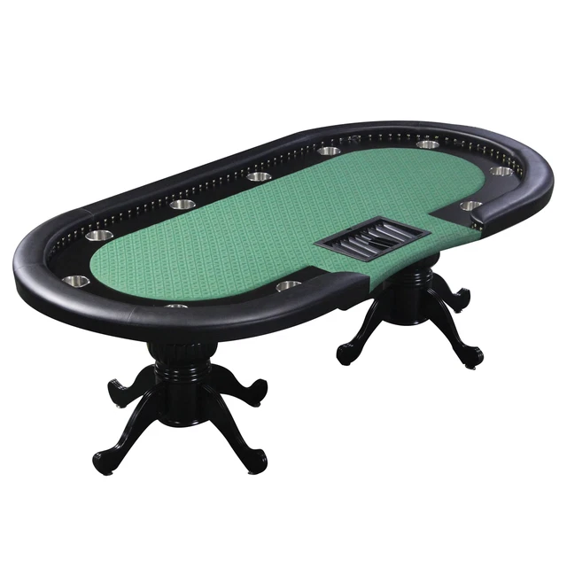 INO Design 94" Oval Round Stud Rivet Decorate Green Felt Poker Table W/ Clawfoot