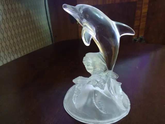 Art Glass 24% Lead Crystal Dolphin Aquatic Animal Figurine Ornament Sculpture