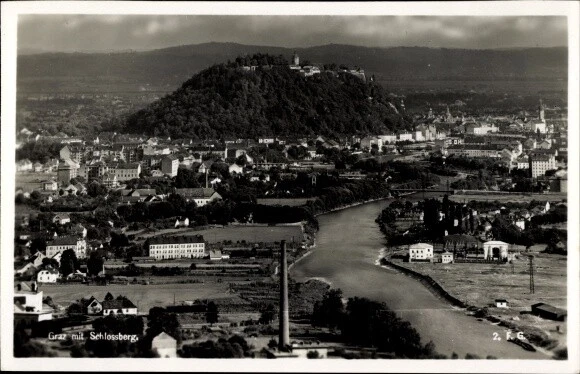 Ak Graz Steiermark, Panorama mit Schlossberg - 3876956