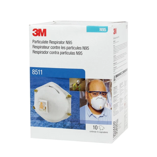 3M 8511 N95 Disposable Particulate Respirator Protection Exhalation ...