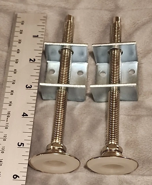 (2) - Adjustable Lathe Leg Furniture Leveling Feet 3/8" X 5.5" Square Brackets (2) - Adjustable Lathe Leg Furniture Leveling Feet 3/8" X 5.5" Square Brackets