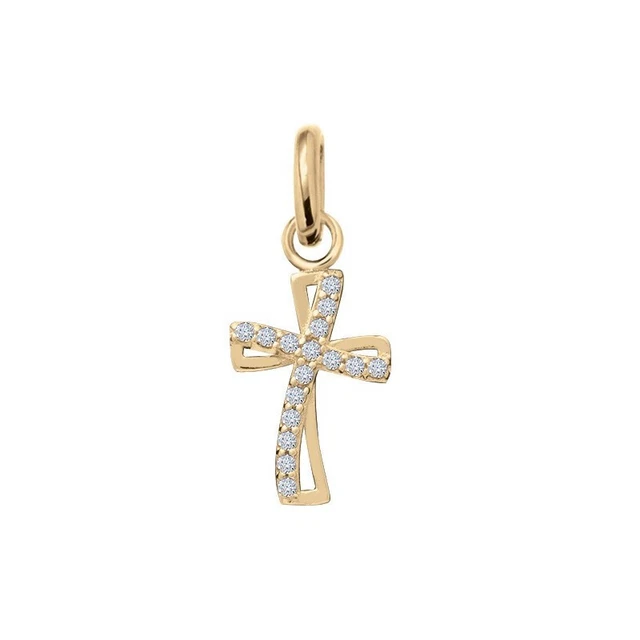Pendentif Croix Avec Cœur Plaqué Or 18 Carats - Garantie 10 Ans - Mixte - Petugons