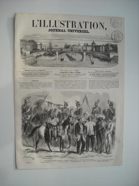 GRAVURE 1863. EXPEDITION DU Mexique. SOLDATS DE L’ARMEE MEXICAINE. CARABINIER...