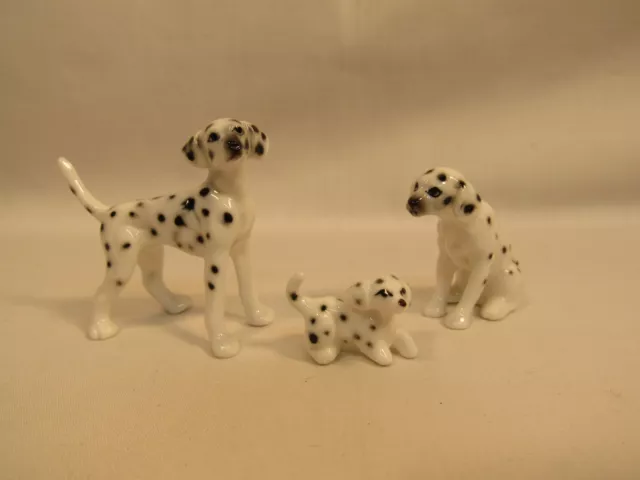 Vintage Bone China Dalmatian Dogs 3 Piece Family Set Figurines Highly Detailed